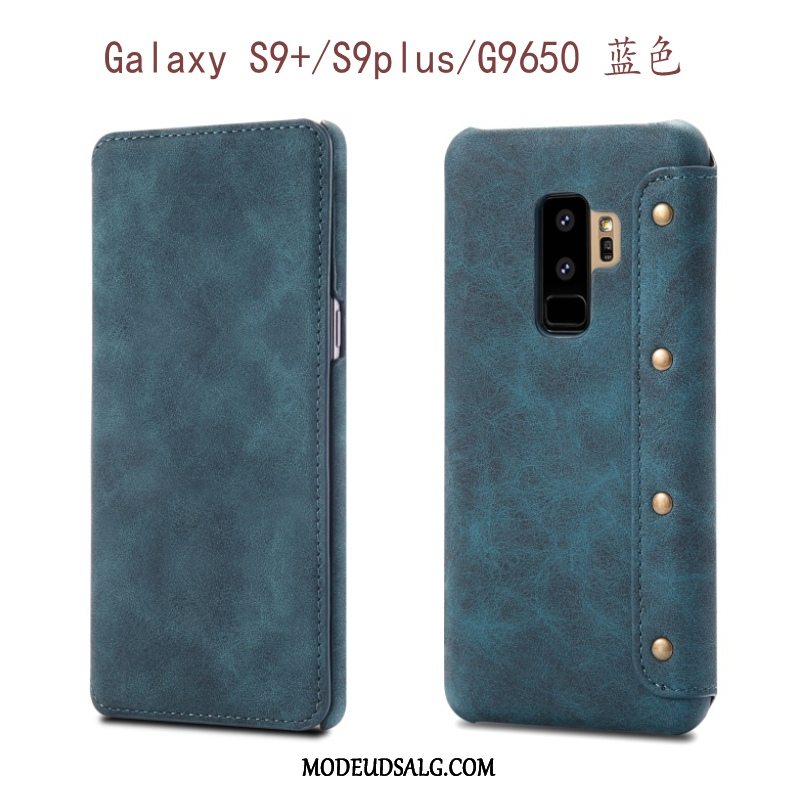 Samsung Galaxy S9+ Etui Beskyttelse Cover Folio Blå Anti-fald