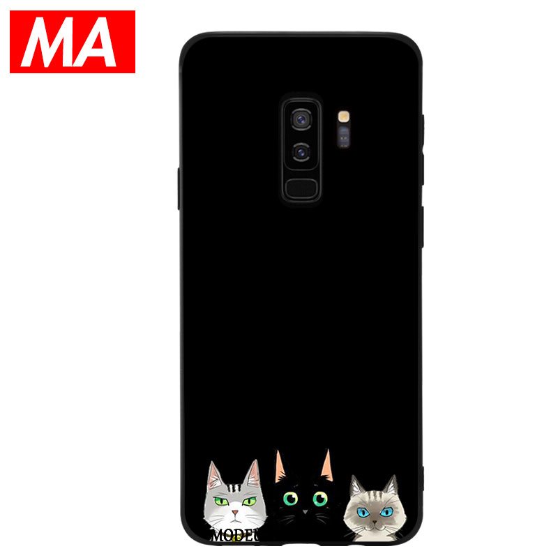 Samsung Galaxy S9+ Etui Gul Kat Sort Blød Kanin