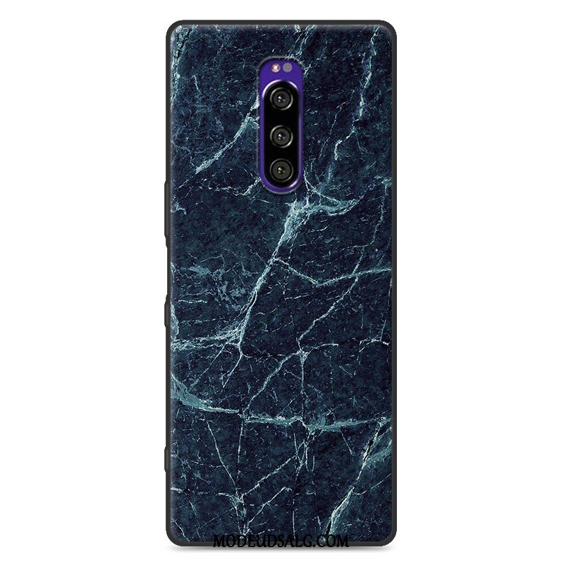 Sony Xperia 1 Etui / Cover Grå Malet Silikone Trækorn Beskyttelse