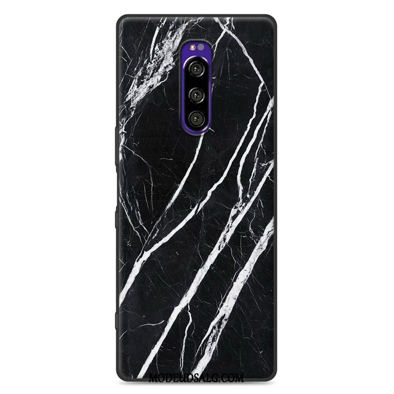 Sony Xperia 1 Etui / Cover Grå Malet Silikone Trækorn Beskyttelse