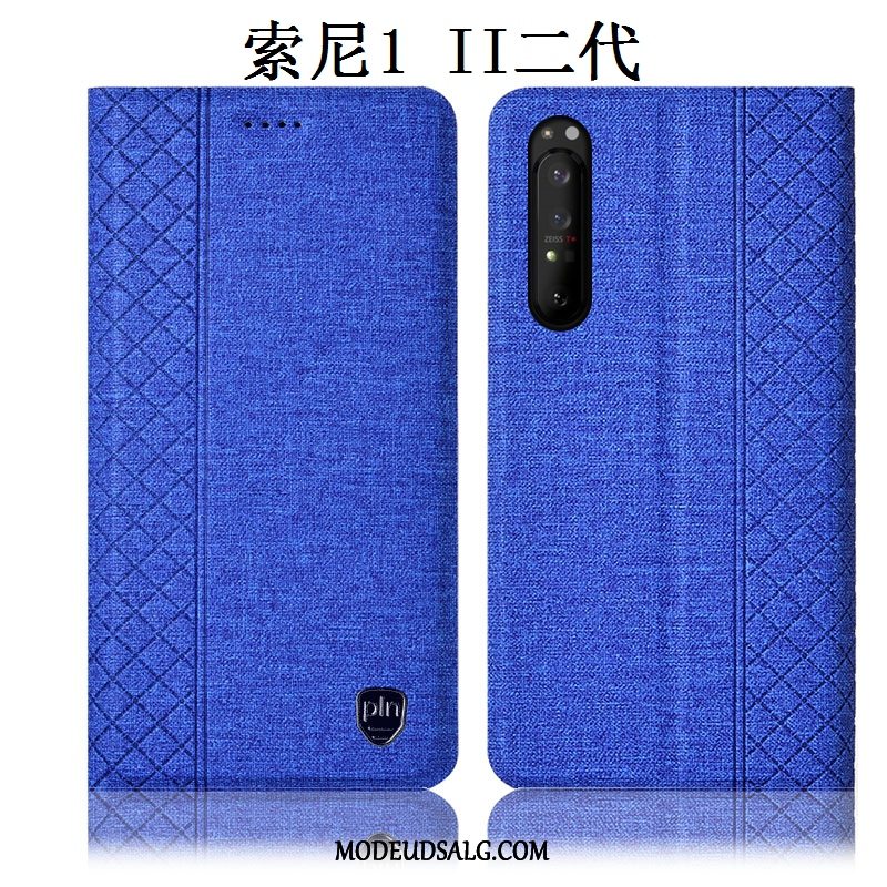 Sony Xperia 1 Ii Etui Bomuld Og Linned Mørkeblå Cover Anti-fald Beskyttelse