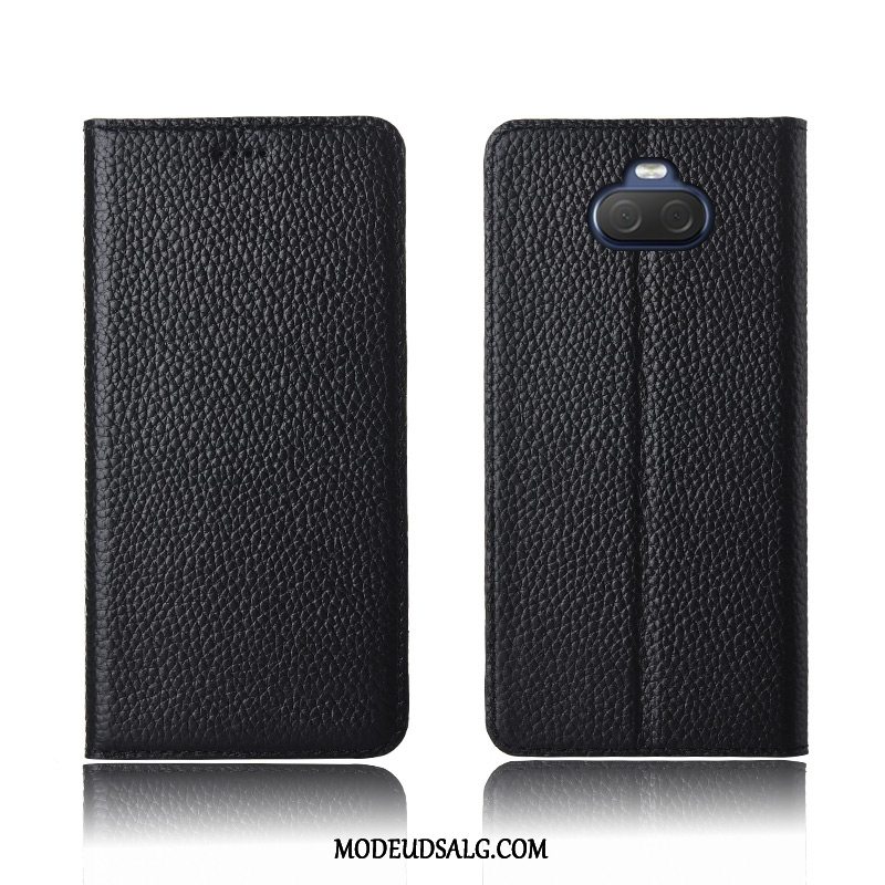 Sony Xperia 10 Etui / Cover Mørkeblå Litchi Nubuck Blød Ny