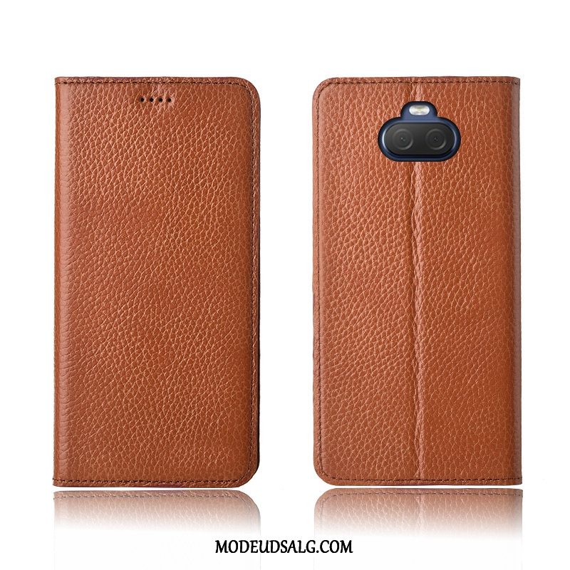 Sony Xperia 10 Etui / Cover Mørkeblå Litchi Nubuck Blød Ny