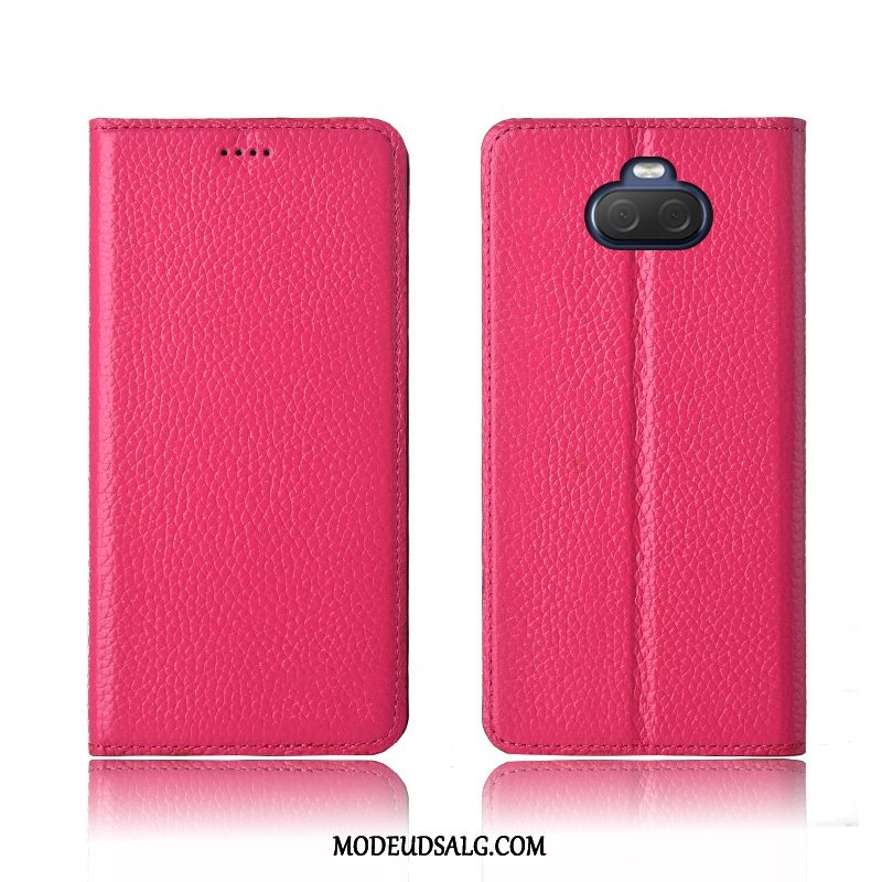 Sony Xperia 10 Etui / Cover Mørkeblå Litchi Nubuck Blød Ny