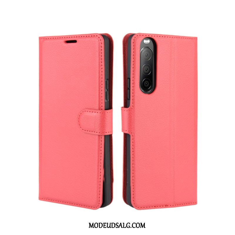 Sony Xperia 10 Ii Etui Kort Cover Beskyttelse Lædertaske Rød