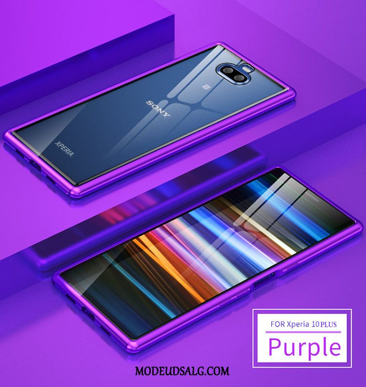 Sony Xperia 10 Plus Etui Bicolored Silke Metal Glas Lilla