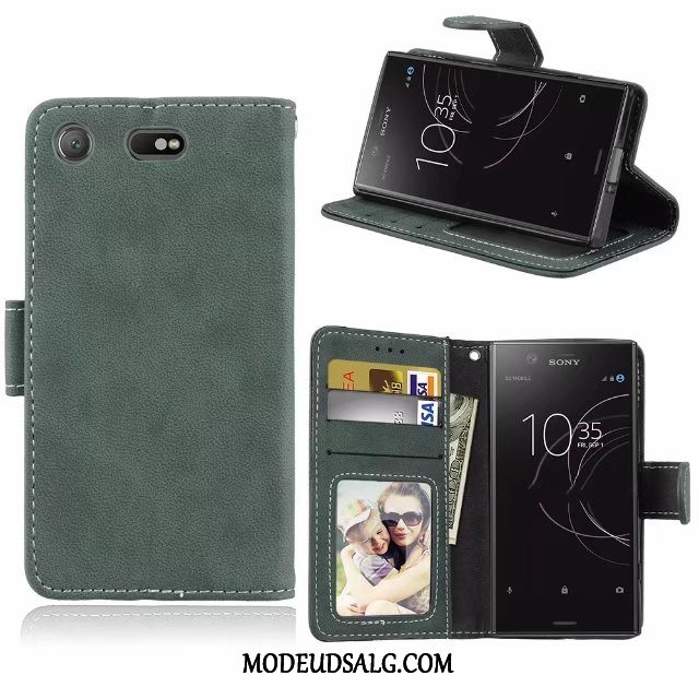 Sony Xperia Xz1 Etui / Cover Kort Folio Beskyttelse Grøn