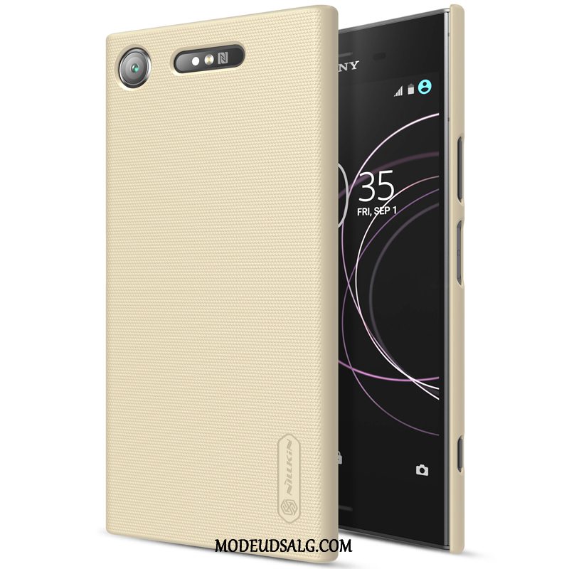 Sony Xperia Xz1 Etui / Cover Rød Beskyttelse Anti-fald Guld Nubuck