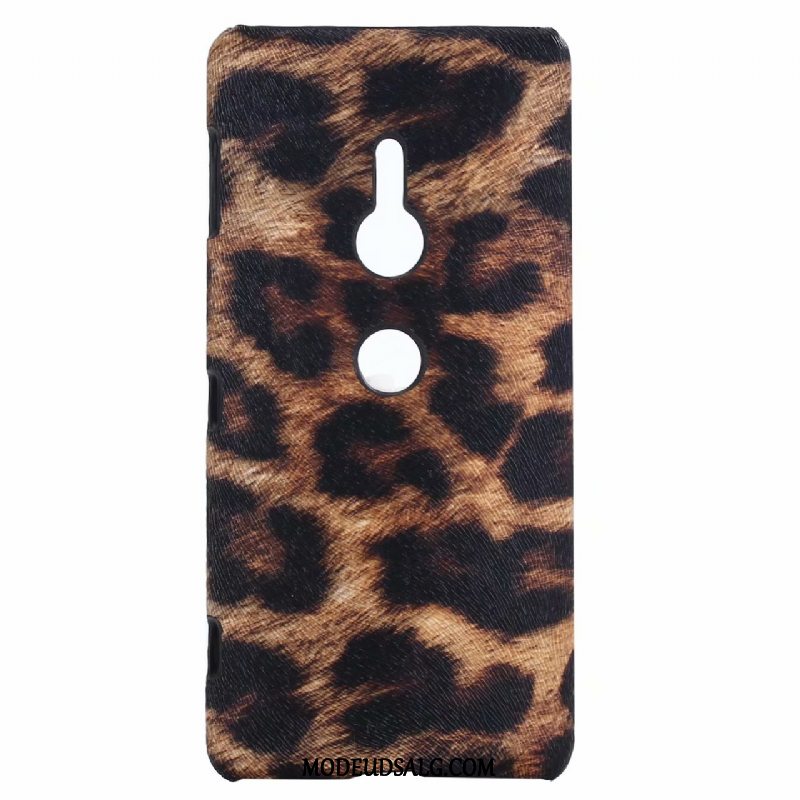 Sony Xperia Xz2 Etui Beskyttelse Grå Cover Leopard Læderhandsker