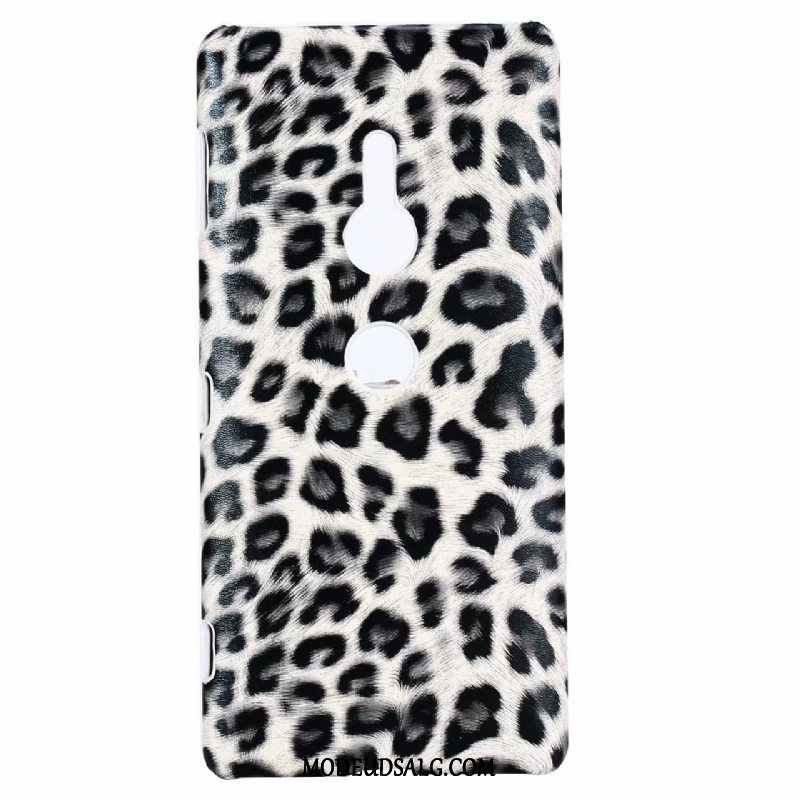 Sony Xperia Xz2 Etui Beskyttelse Grå Cover Leopard Læderhandsker