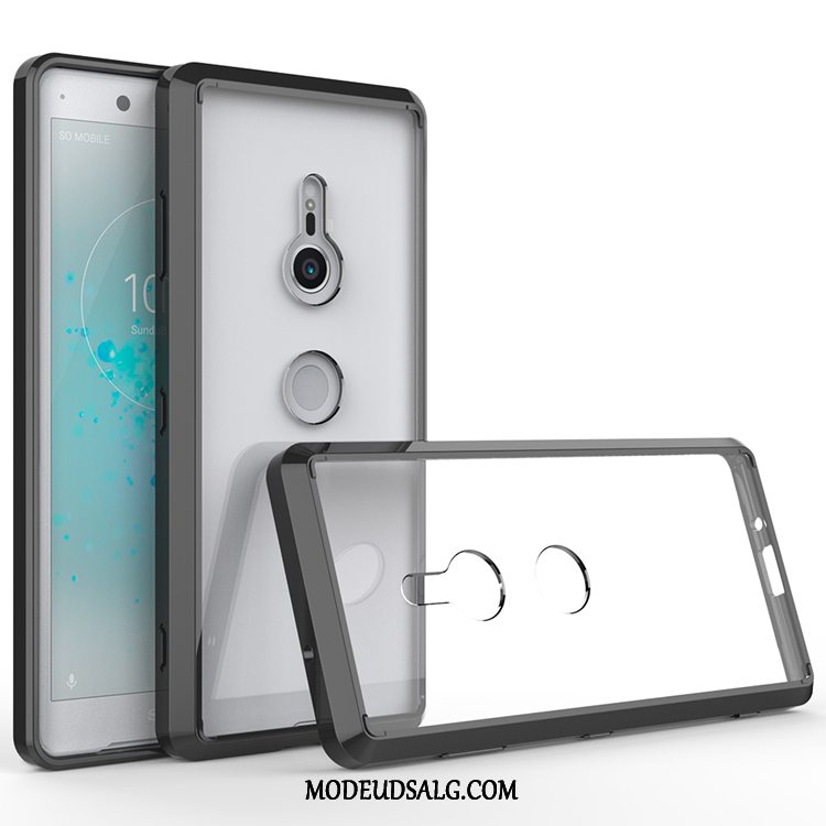 Sony Xperia Xz3 Etui / Cover Sort Ramme Europa Anti-fald Gennemsigtig