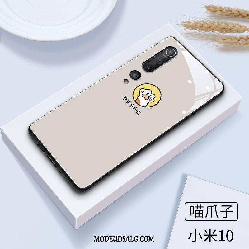 Xiaomi Mi 10 Etui Cartoon Glas Silikone Kat Smuk