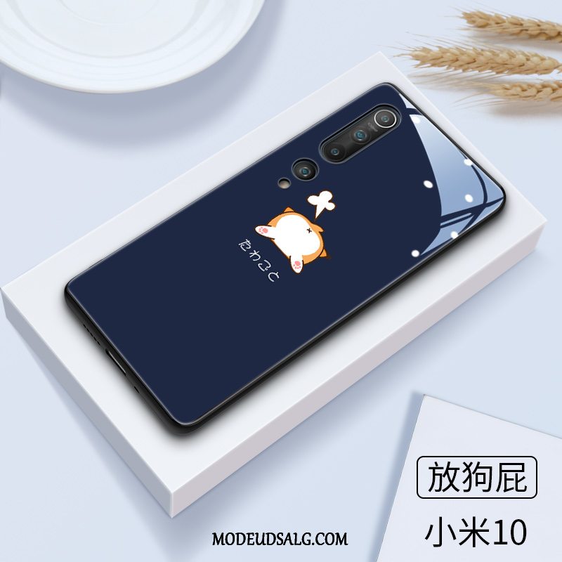 Xiaomi Mi 10 Etui Cartoon Glas Silikone Kat Smuk