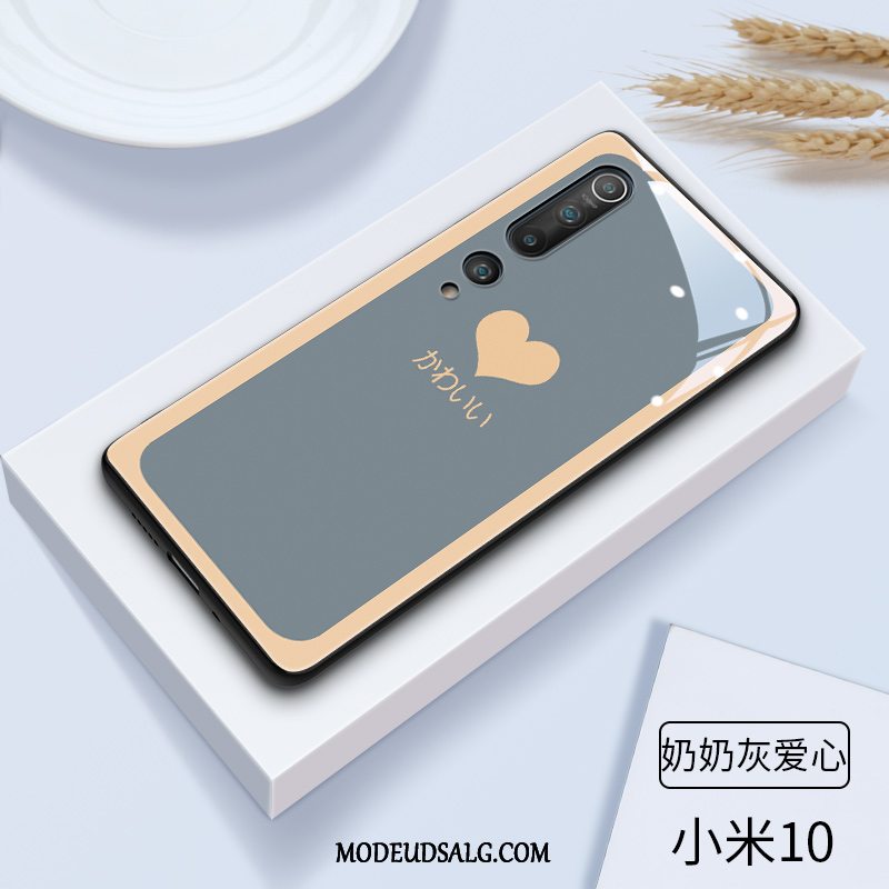 Xiaomi Mi 10 Etui Cartoon Glas Silikone Kat Smuk