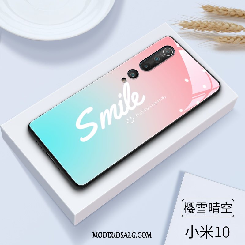 Xiaomi Mi 10 Etui Cartoon Glas Silikone Kat Smuk