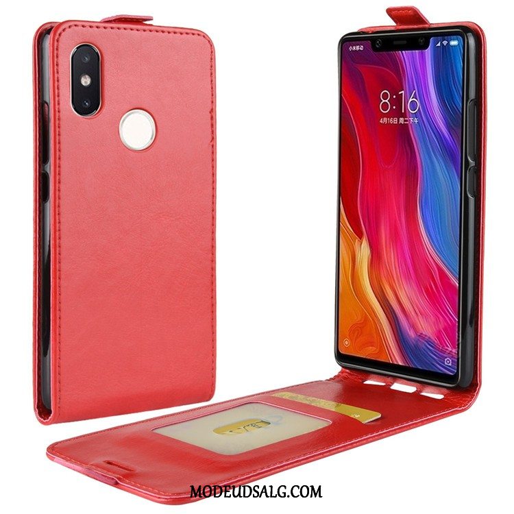 Xiaomi Mi 8 Etui / Cover Lædertaske Hvid Folio Lille Sektion