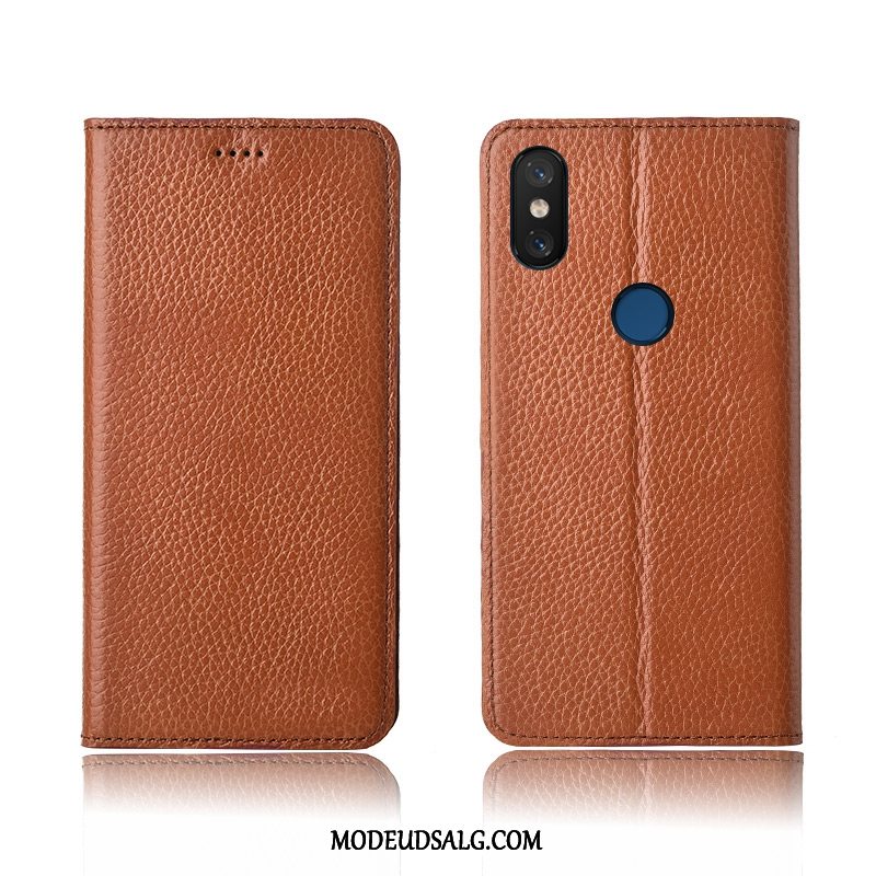 Xiaomi Mi 8 Etui Litchi Anti-fald Ny Lædertaske Ægte Læder