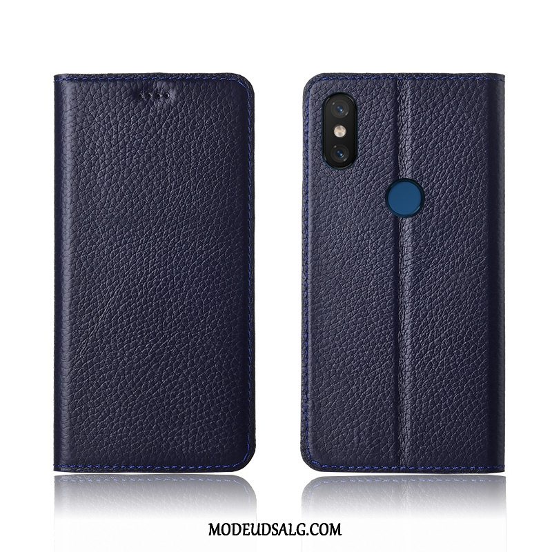 Xiaomi Mi 8 Etui Litchi Anti-fald Ny Lædertaske Ægte Læder