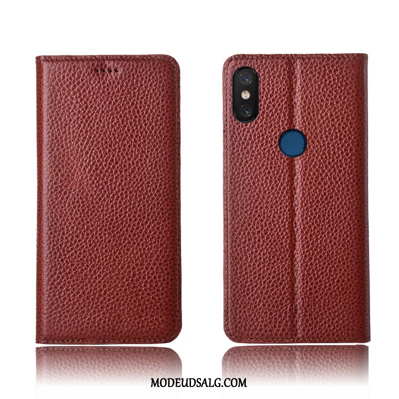 Xiaomi Mi 8 Etui Litchi Anti-fald Ny Lædertaske Ægte Læder