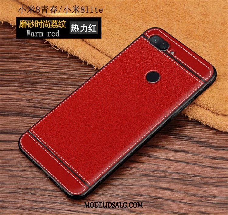 Xiaomi Mi 8 Lite Etui Rød Trendy Lille Sektion Lædertaske Ungdom