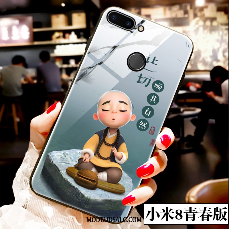 Xiaomi Mi 8 Lite Etui Ungdom Trend Glas Cartoon Lille Sektion