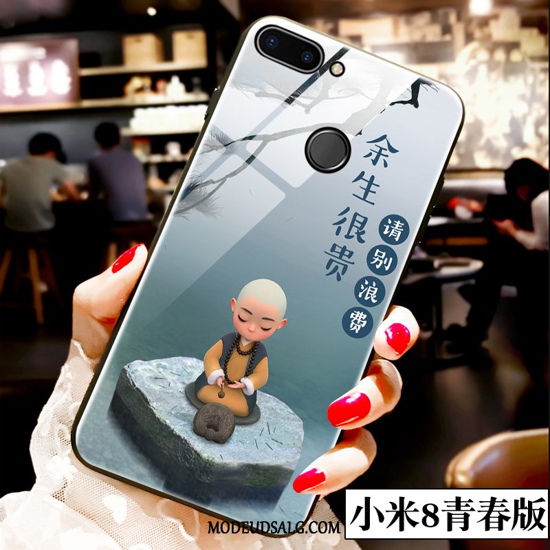 Xiaomi Mi 8 Lite Etui Ungdom Trend Glas Cartoon Lille Sektion