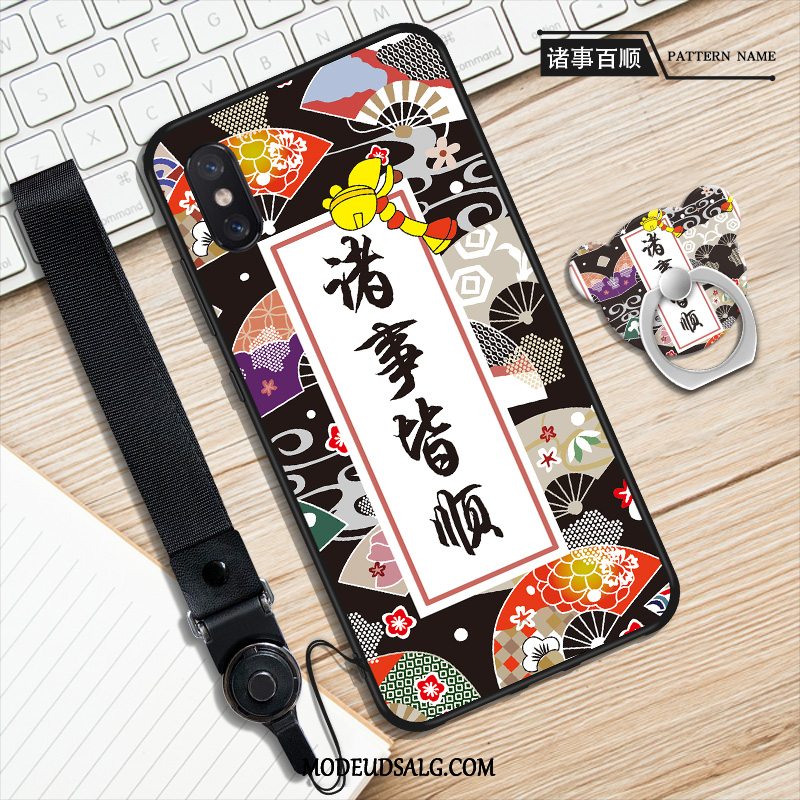 Xiaomi Mi 8 Pro Etui Hængende Ornamenter Sort Mønster Support Cover