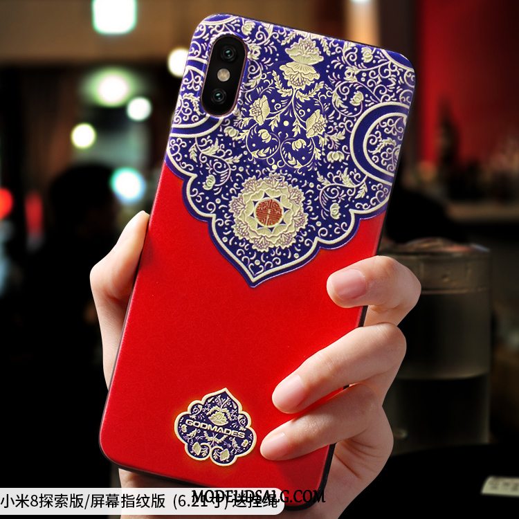 Xiaomi Mi 8 Pro Etui Mønster Ungdom Kreativ Kinesisk Stil Rød