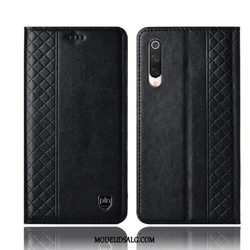 Xiaomi Mi 9 Lite Etui Folio Ægte Læder Rød Cover Ternet