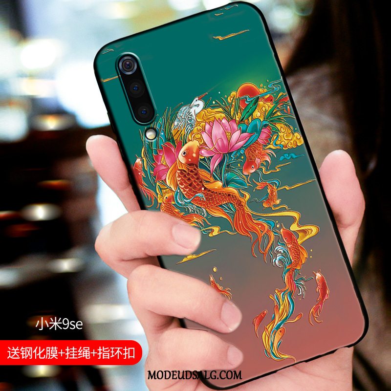 Xiaomi Mi 9 Se Etui Alt Inklusive Trend Kinesisk Stil Tynd Blå