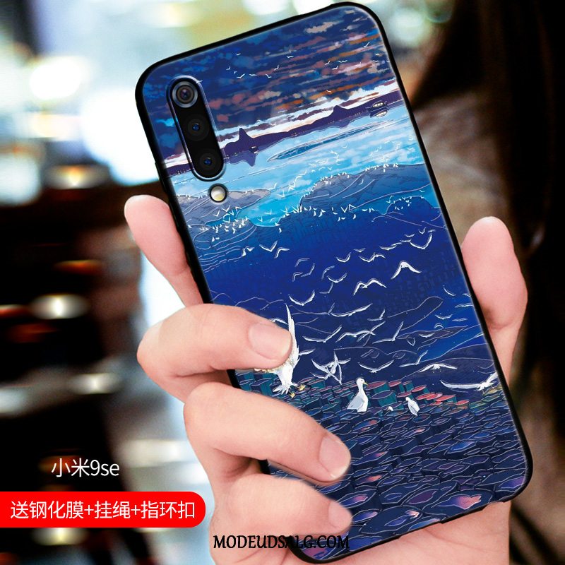 Xiaomi Mi 9 Se Etui Alt Inklusive Trend Kinesisk Stil Tynd Blå