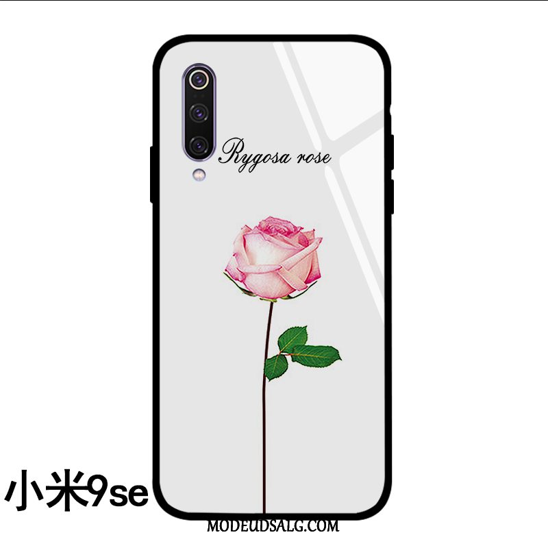 Xiaomi Mi 9 Se Etui / Cover Gennemsigtig Glas Kunst Cyan Hvid