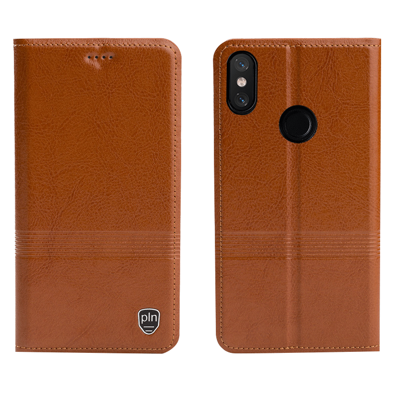 Xiaomi Mi A2 Etui Beskyttelse Lille Sektion Sort Cover Ægte Læder