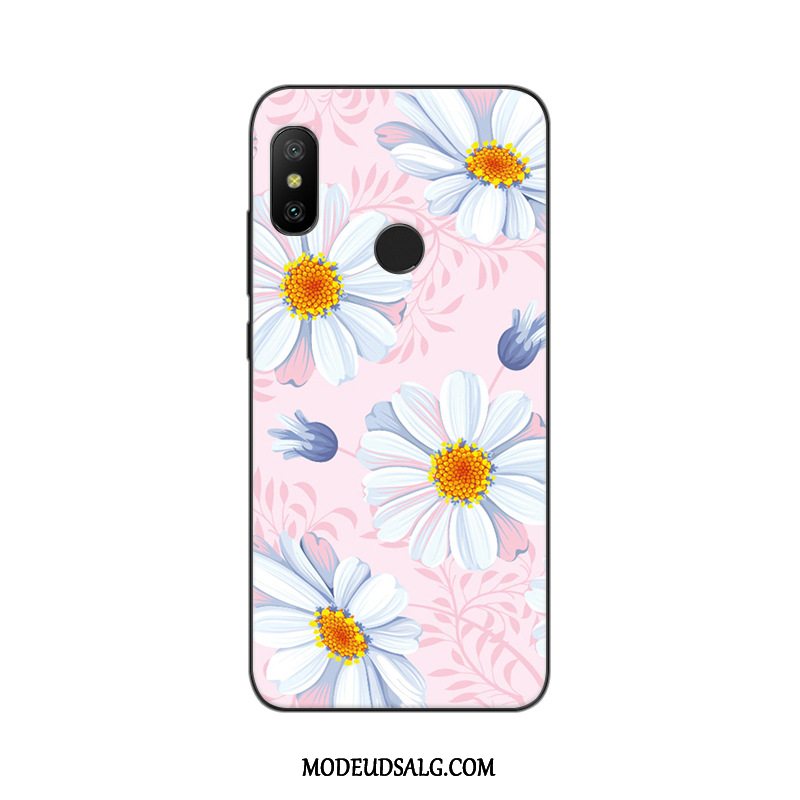 Xiaomi Mi A2 Lite Etui Anti-fald Nubuck Lyserød Cover Malet