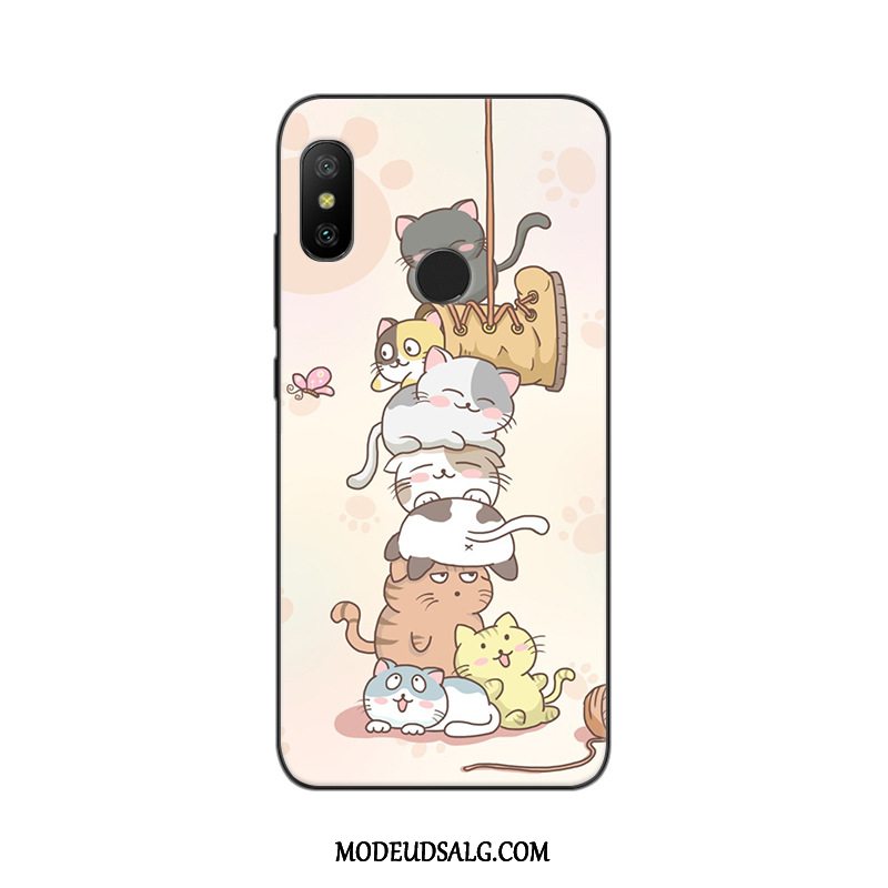 Xiaomi Mi A2 Lite Etui Anti-fald Nubuck Lyserød Cover Malet