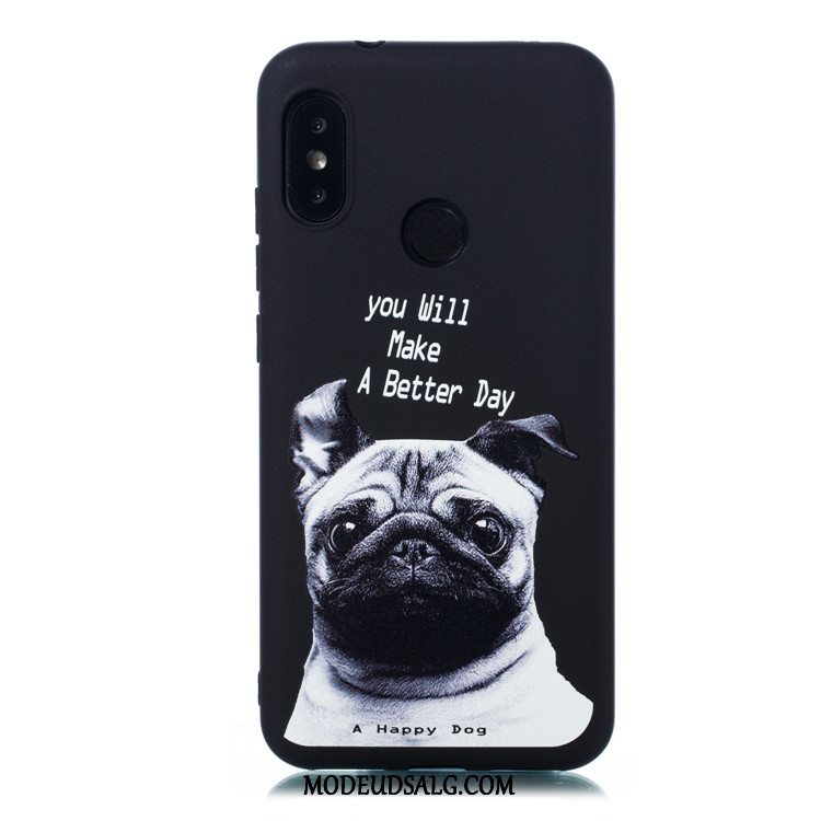 Xiaomi Mi A2 Lite Etui / Cover Sort Nubuck Cartoon Rød