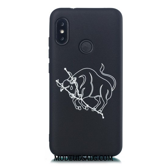 Xiaomi Mi A2 Lite Etui / Cover Sort Nubuck Cartoon Rød