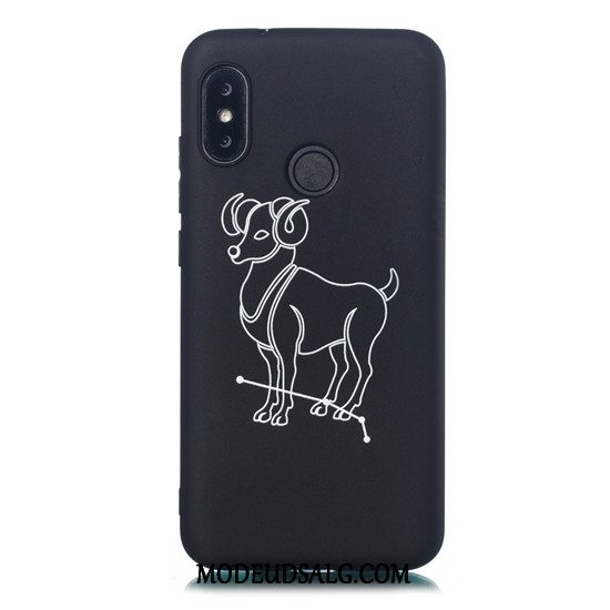 Xiaomi Mi A2 Lite Etui / Cover Sort Nubuck Cartoon Rød