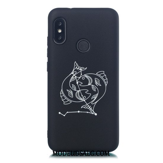 Xiaomi Mi A2 Lite Etui / Cover Sort Nubuck Cartoon Rød