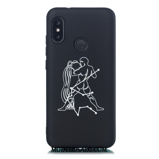 Xiaomi Mi A2 Lite Etui / Cover Sort Nubuck Cartoon Rød