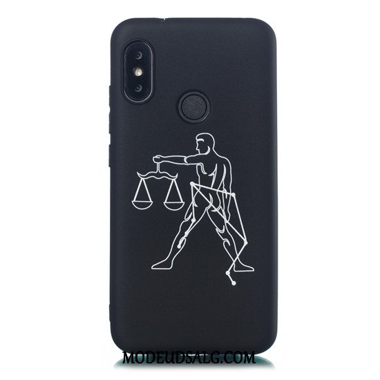 Xiaomi Mi A2 Lite Etui / Cover Sort Nubuck Cartoon Rød