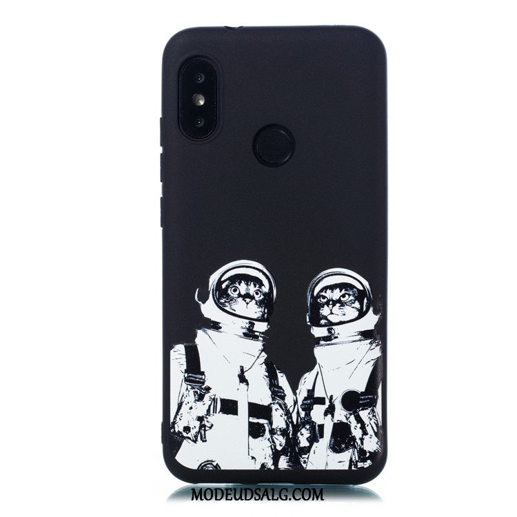 Xiaomi Mi A2 Lite Etui / Cover Sort Nubuck Cartoon Rød