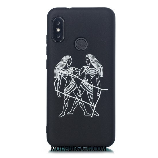 Xiaomi Mi A2 Lite Etui / Cover Sort Nubuck Cartoon Rød