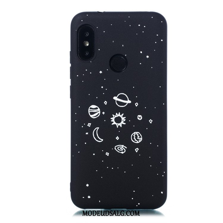 Xiaomi Mi A2 Lite Etui / Cover Sort Nubuck Cartoon Rød