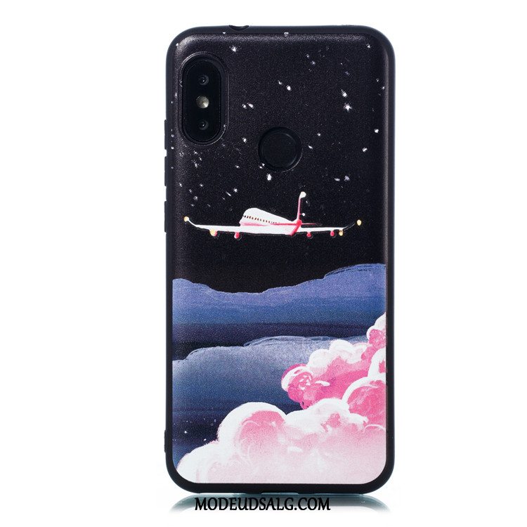 Xiaomi Mi A2 Lite Etui / Cover Sort Nubuck Cartoon Rød