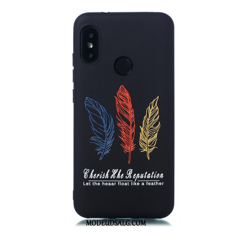 Xiaomi Mi A2 Lite Etui / Cover Sort Nubuck Cartoon Rød