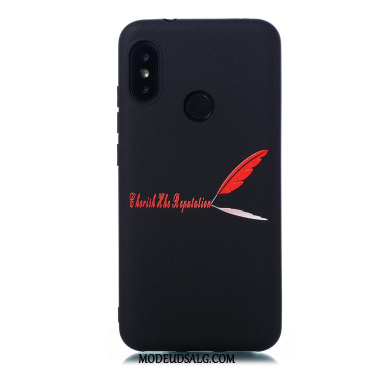 Xiaomi Mi A2 Lite Etui / Cover Sort Nubuck Cartoon Rød