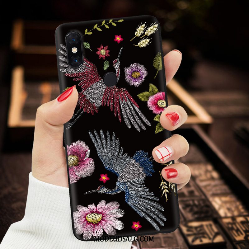 Xiaomi Mi Mix 2s Etui / Cover Tilpas Beskyttelse Broderi Mønster Sort