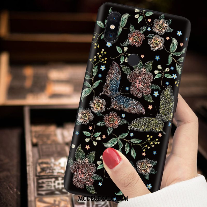 Xiaomi Mi Mix 2s Etui / Cover Tilpas Beskyttelse Broderi Mønster Sort