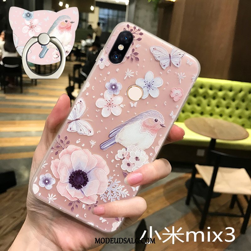 Xiaomi Mi Mix 3 Etui Beskyttelse Nubuck Gennemsigtig Lyserød Trendy